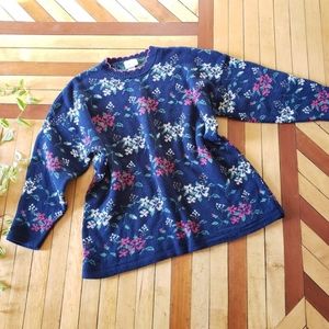 Vintage 80's blue floral oversize novelty sweatshirt